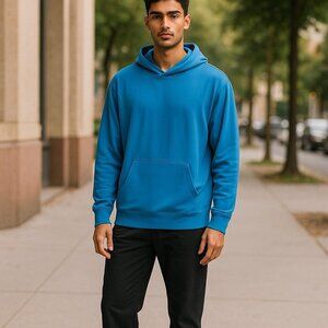 KANGOL SZ L British Long Sleeve Knit Hoodie in Bright Blue